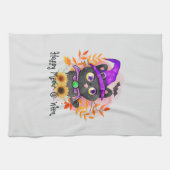 Linge De Cuisine Happy Meow-o-ween -Chat Sorcière Noire (Horizontal)