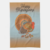 Linge De Cuisine Happy Thanksgiving Turkey fanned Tail Orange Blue (Vertical)