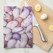 Linge De Cuisine Haricots cool blancs et violets brillants (Quart Plié)