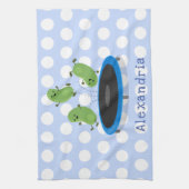 Linge De Cuisine Haricots verts mignons sur dessin animé trampoline (Vertical)