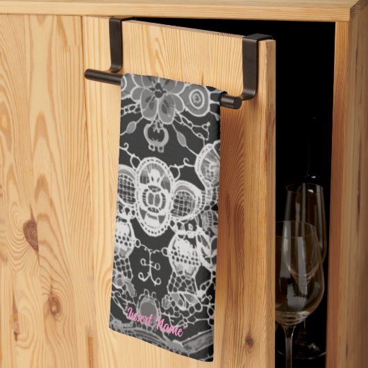 Linge De Cuisine Harmonie Florale Dentelle (Pliage en tiers)
