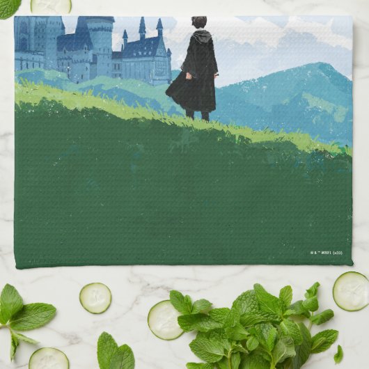 Linge De Cuisine HARRY POTTER™ Surplombant le château HOGWARTS™ (Plié)