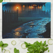 Linge De Cuisine Haunted Mansion Blue Moonlight Night Design (Plié)