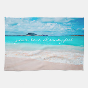 Linge De Cuisine Hawaii Tropical Beach Peace Love Sandy Pieds Scrip