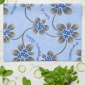 Linge De Cuisine Hawaiian Holly Hanoukka Blue Floral (Plié)