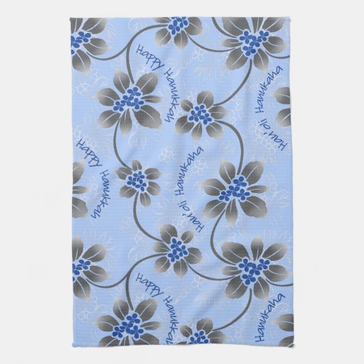 Linge De Cuisine Hawaiian Holly Hanoukka Blue Floral (Vertical)