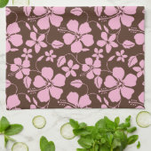 LINGE DE CUISINE HAWAIIAN HULA (HIBISCUS) BROWN/PINK (Plié)