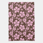 LINGE DE CUISINE HAWAIIAN HULA (HIBISCUS) BROWN/PINK (Vertical)