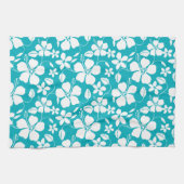 LINGE DE CUISINE HAWAIIAN HULA (HIBISCUS) TURQUOISE (Horizontal)