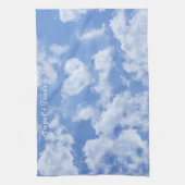 Linge De Cuisine Heart Cloud Ciel mignon Amusant Moderne Bleu Nom P (Vertical)