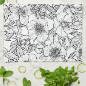 Linge De Cuisine Hellebores en noir et blanc (Plié)
