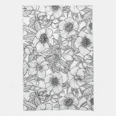 Linge De Cuisine Hellebores en noir et blanc (Vertical)