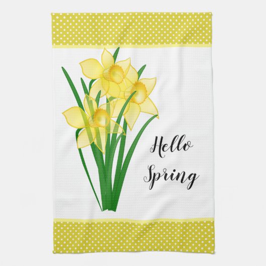 Linge De Cuisine Hello Spring Jaune Daffodique (Vertical)