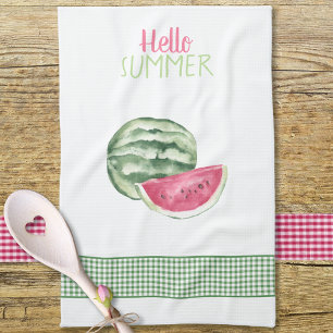 Linge De Cuisine Hello Summer Watermelon En vichy