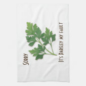 Linge De Cuisine Herb Pun, Désolé c'est Parsley My Fault Towel (Vertical)