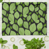 Linge De Cuisine Herbe de Basil Vert Motif Botanique (Plié)