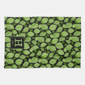 Linge De Cuisine Herbe de Basil vert Motif Monogramme botanique (Horizontal)