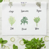 Linge De Cuisine Herbes Aquarelle Sage Thyme Rosemary Cuisine (Plié)