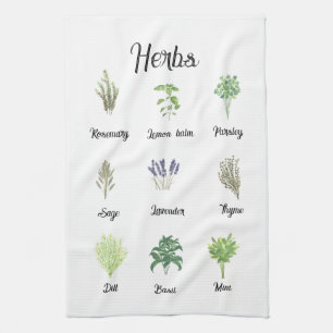 Linge De Cuisine Herbes Aquarelle Sage Thyme Rosemary Cuisine