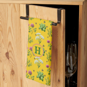 Linge De Cuisine Herbes d'abeilles Jaune d'or