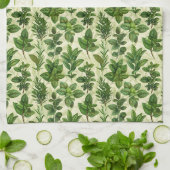 Linge De Cuisine Herbes Vertes Fraîches (Plié)