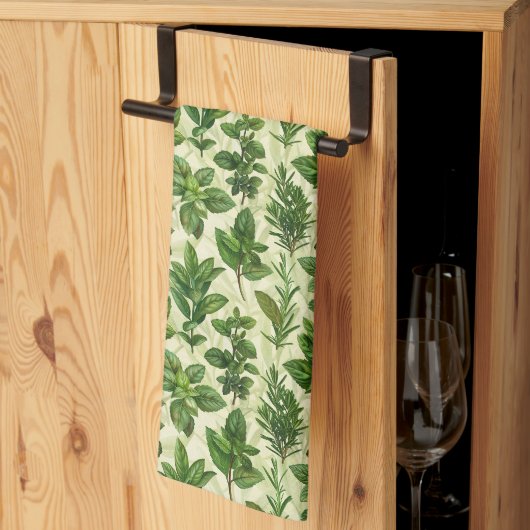 Linge De Cuisine Herbes Vertes Fraîches (Pliage en tiers)