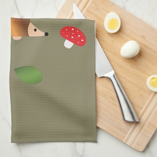 Linge De Cuisine Hérisson Champignons et Feuilles (Quart Plié)