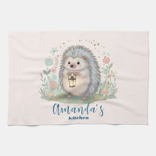 Linge De Cuisine Hérisson mignon avec lanterne (Horizontal)
