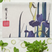 Linge De Cuisine Héron blanc et iris en fleurs, Hiroshige (Plié)