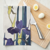 Linge De Cuisine Héron blanc et iris en fleurs, Hiroshige (Quart Plié)