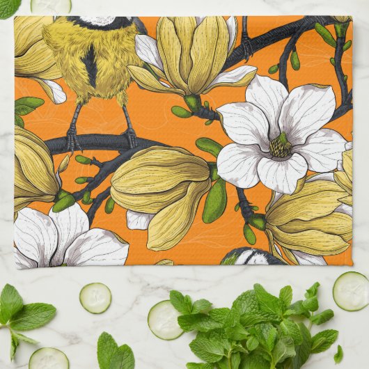 Linge De Cuisine Heure du printemps en jaune (Plié)