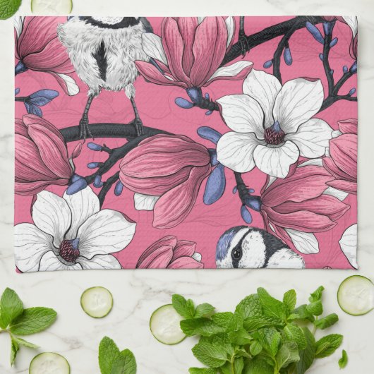 Linge De Cuisine Heure du printemps en rose (Plié)