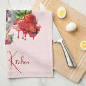 Linge De Cuisine Heure du thé aux fraises rouges et aux desserts (Quart Plié)