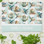 Linge De Cuisine Heure du thé avec les colibris Monogramme (Plié)