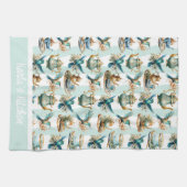 Linge De Cuisine Heure du thé avec les colibris Monogramme (Horizontal)