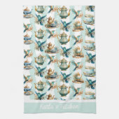 Linge De Cuisine Heure du thé avec les colibris Monogramme (Vertical)