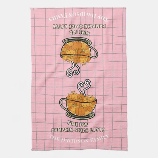 Linge De Cuisine Heure pour le Citrouille Spice Latte Fall Nom pers (Vertical)