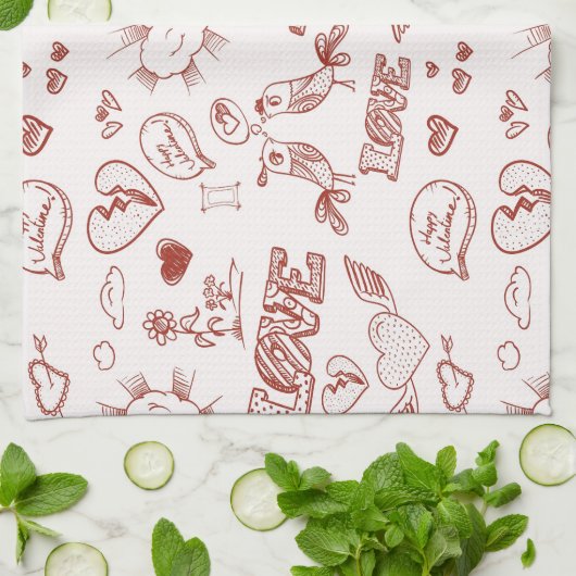 Linge De Cuisine Heureuse Sainte-Valentin (Plié)