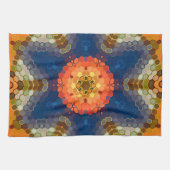 Linge De Cuisine Hex Mandala bleu orange et rouge (Horizontal)