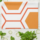 Linge De Cuisine Hexagon abstract geometrical pattern en orange et (Plié)