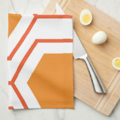 Linge De Cuisine Hexagon abstract geometrical pattern en orange et (Quart Plié)