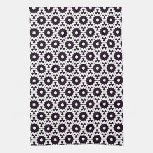 Linge De Cuisine Hexagon blanc noir Star JustPatterns Fabric