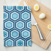 Linge De Cuisine Hexagonal Kimono Imprimer, Marine et Bleu clair (Quart Plié)