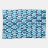 Linge De Cuisine Hexagonal Kimono Imprimer, Marine et Bleu clair (Horizontal)