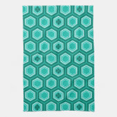 Linge De Cuisine Hexagonal Kimono Imprimer, Turquoise, Aqua et Blan (Vertical)