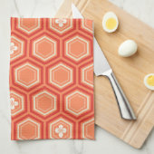 Linge De Cuisine Hexagonal Kimono Print, Mandarin Orange (Quart Plié)
