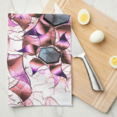 Linge De Cuisine Hexagons entourés de formes pétales roses (Quart Plié)