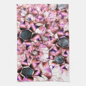 Linge De Cuisine Hexagons entourés de formes pétales roses (Vertical)