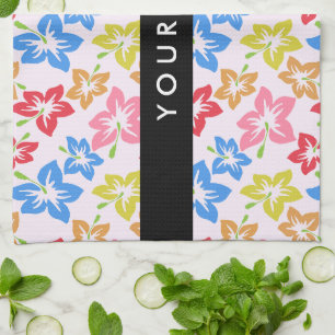 Linge De Cuisine Hibiscus Coloré, Motif De Fleurs, Votre Nom