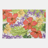 Linge De Cuisine Hibiscus et orchidées hawaïens tropicaux de Keleah (Horizontal)